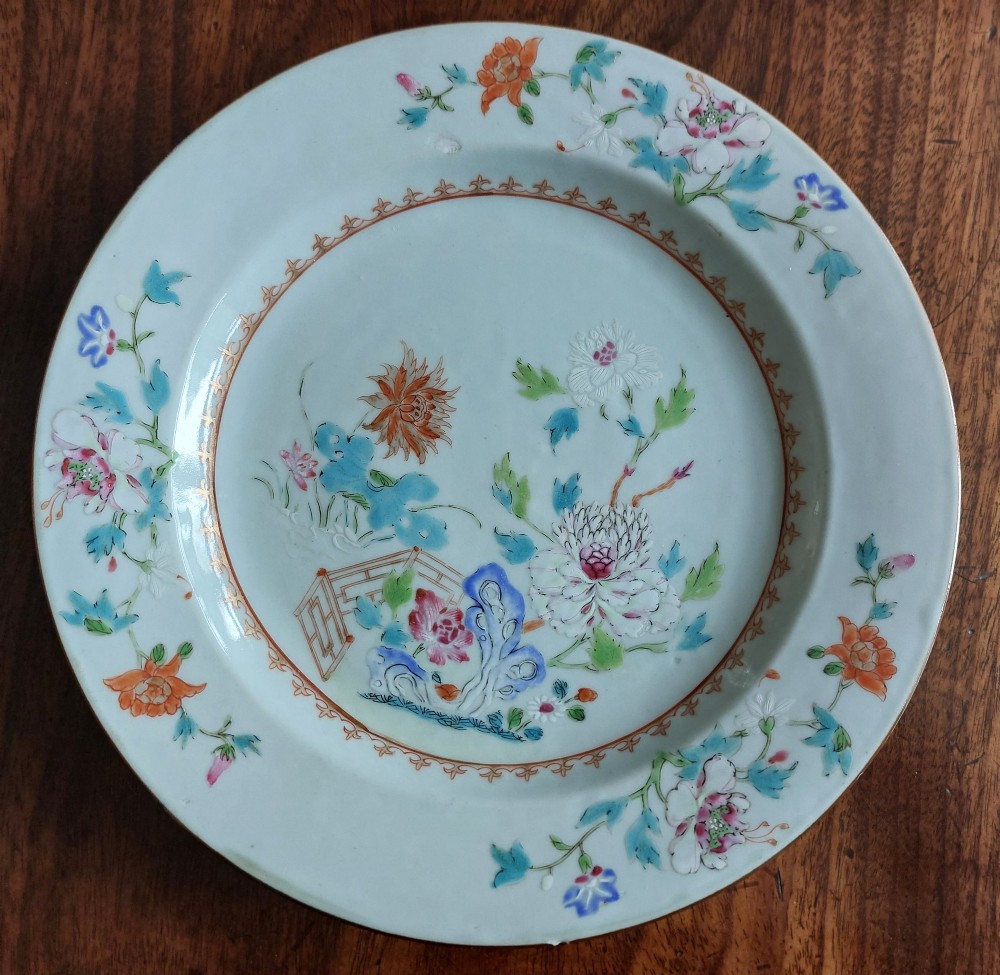 Lovely Antique Chinese Famille Rose Plate, Qianlong Period, 18th Century
