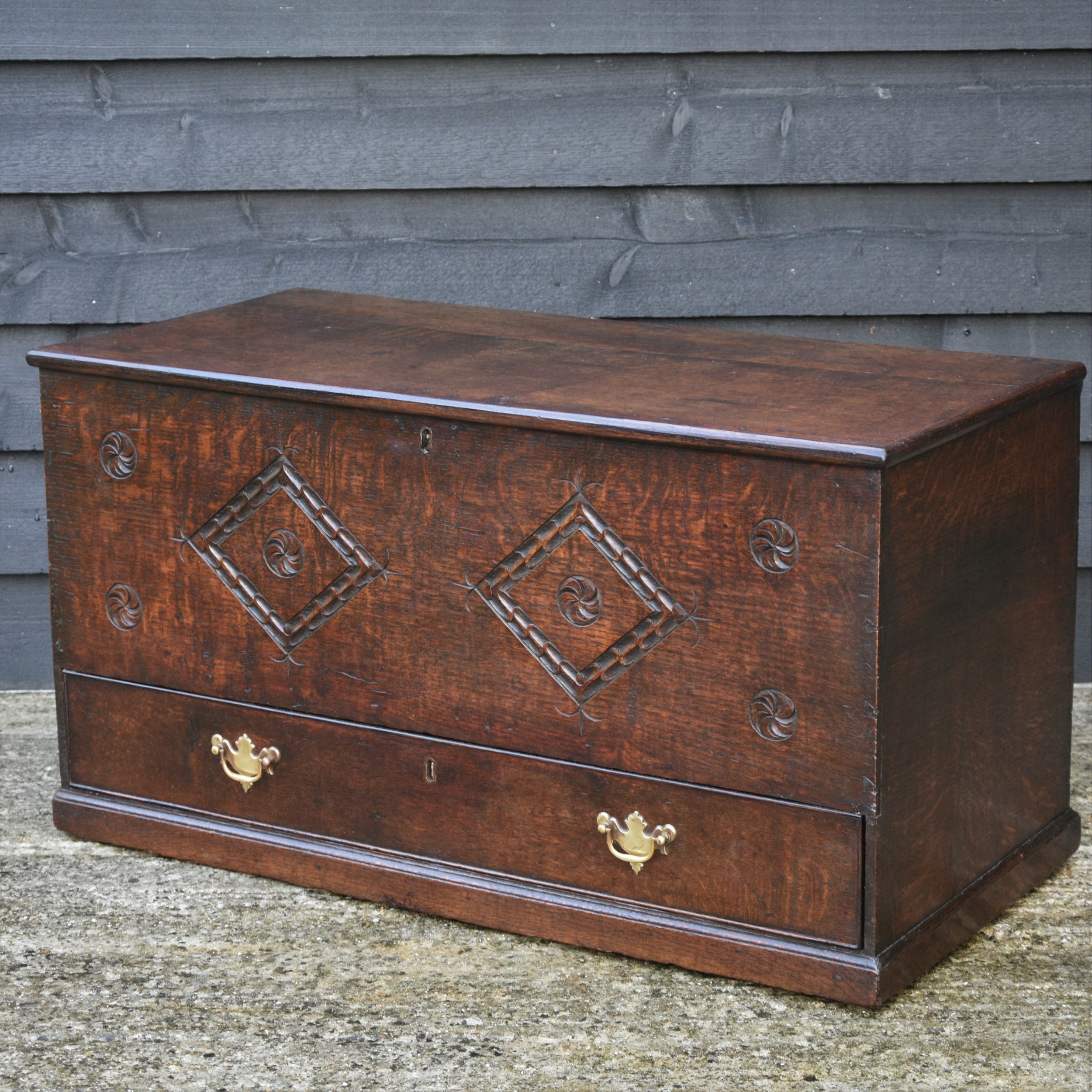 Lovely 18th Century Oak Box, Mule Chest, Small Proportions, C.1720.