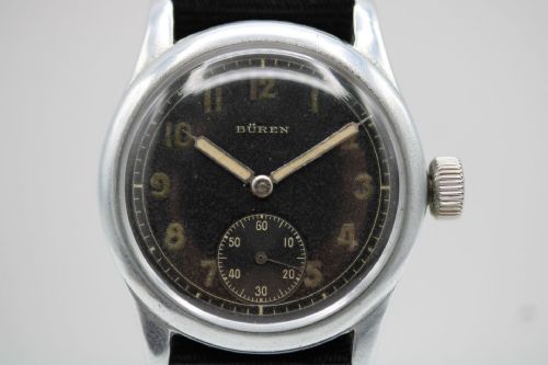 BUREN DH GERMAN MILITARY WATCH WWII 1940S AUTHENTIC 35MM VINTAGE MANUAL WIND TOOL WATCH - ADDITIONAL PHOTO 1