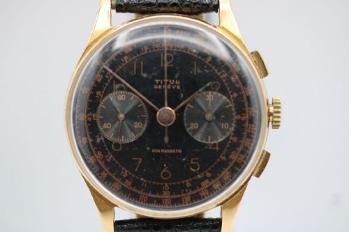 VINTAGE TITUS 18K GOLD CHRONOGRAPH 1950S CLASSIC WATCH - ADDITIONAL PHOTO 3