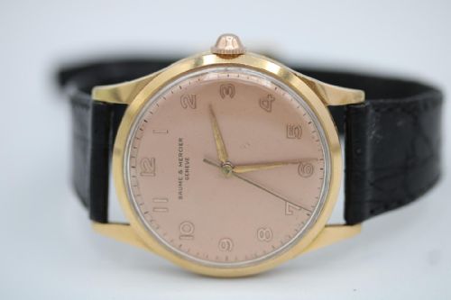 BAUME MERCIER VINTAGE 1950S 18CT YELLOW GOLD SALMON DIAL MANUAL WIND WATCH - ADDITIONAL PHOTO 10