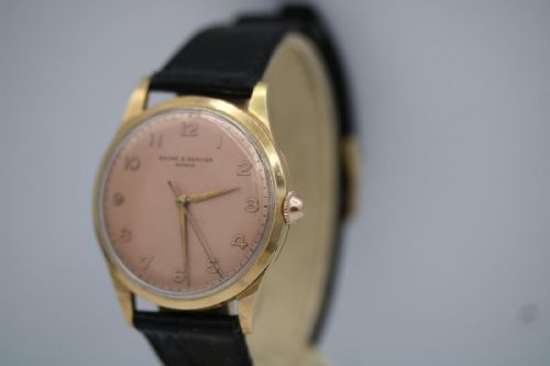BAUME MERCIER VINTAGE 1950S 18CT YELLOW GOLD SALMON DIAL MANUAL WIND WATCH - ADDITIONAL PHOTO 15