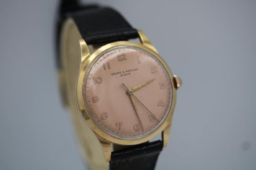 BAUME MERCIER VINTAGE 1950S 18CT YELLOW GOLD SALMON DIAL MANUAL WIND WATCH - ADDITIONAL PHOTO 17