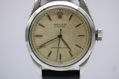 ROLEX OYSTERWATCH 1956 MANUAL WIND RARE CREAM LINEN DIAL ORIGINAL SALE PAPERS - ADDITIONAL PHOTO 2