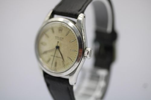ROLEX OYSTERWATCH 1956 MANUAL WIND RARE CREAM LINEN DIAL ORIGINAL SALE PAPERS - ADDITIONAL PHOTO 5