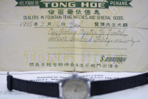 ROLEX OYSTERWATCH 1956 MANUAL WIND RARE CREAM LINEN DIAL ORIGINAL SALE PAPERS - ADDITIONAL PHOTO 10