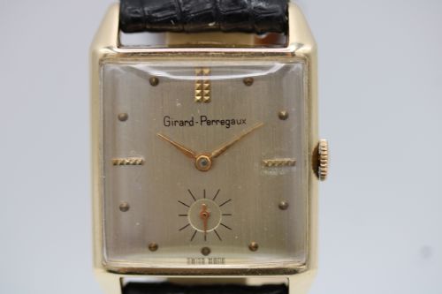 GIRARDPERREGAUX ART DECO 14CT YELLOW GOLD RECTANGULAR DRESS WATCH 1950S - ADDITIONAL PHOTO 1