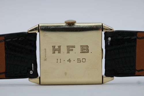 GIRARDPERREGAUX ART DECO 14CT YELLOW GOLD RECTANGULAR DRESS WATCH 1950S - ADDITIONAL PHOTO 8