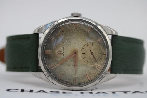 OMEGA VINTAGE 29004 35MM STAINLESS STEEL MANUAL WIND 1958 BURNT PATINA DIAL WATCH - ADDITIONAL PHOTO 2