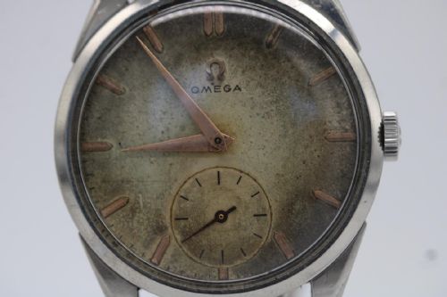 OMEGA VINTAGE 29004 35MM STAINLESS STEEL MANUAL WIND 1958 BURNT PATINA DIAL WATCH - ADDITIONAL PHOTO 4