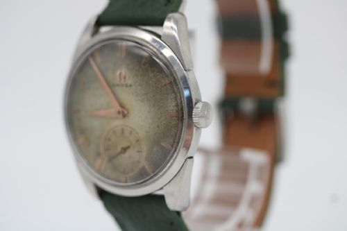 OMEGA VINTAGE 29004 35MM STAINLESS STEEL MANUAL WIND 1958 BURNT PATINA DIAL WATCH - ADDITIONAL PHOTO 5