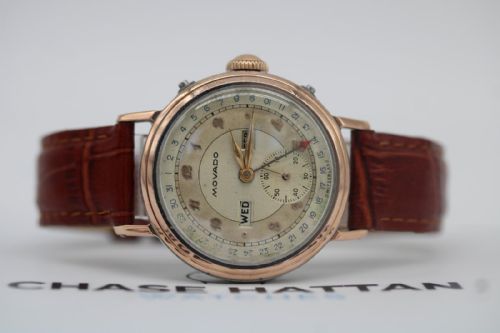 MOVADO TRIPLE DATE CALENDAR 14789 1950S ROSE GOLD STEEL WATCH MANUAL WIND SERVICED APRIL 2026 - ADDITIONAL PHOTO 2