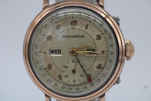 MOVADO TRIPLE DATE CALENDAR 14789 1950S ROSE GOLD STEEL WATCH MANUAL WIND SERVICED APRIL 2026 - ADDITIONAL PHOTO 6