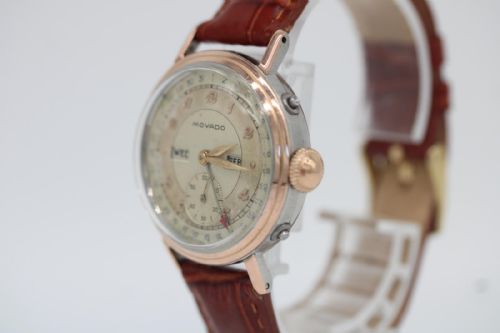 MOVADO TRIPLE DATE CALENDAR 14789 1950S ROSE GOLD STEEL WATCH MANUAL WIND SERVICED APRIL 2026 - ADDITIONAL PHOTO 7