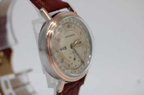 MOVADO TRIPLE DATE CALENDAR 14789 1950S ROSE GOLD STEEL WATCH MANUAL WIND SERVICED APRIL 2026 - ADDITIONAL PHOTO 8