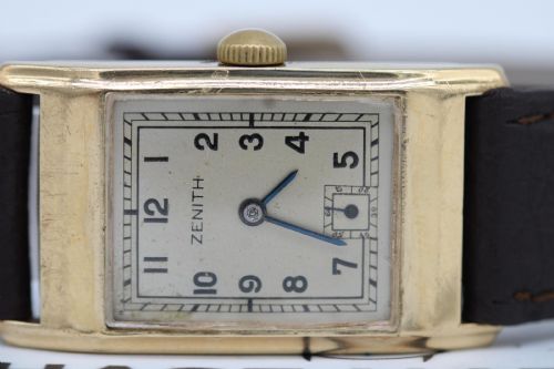ZENITH VINTAGE TANK STYLE 9CT GOLD DENNISON CASE 33MM C1944 WRIST WATCH - ADDITIONAL PHOTO 1
