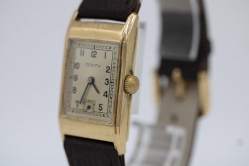 ZENITH VINTAGE TANK STYLE 9CT GOLD DENNISON CASE 33MM C1944 WRIST WATCH - ADDITIONAL PHOTO 12