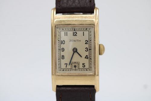 zenith vintage tank style 9ct gold dennison case 33mm c1944 wrist watch - CATEGORY: ANTIQUE WATCHES - DATED 1940