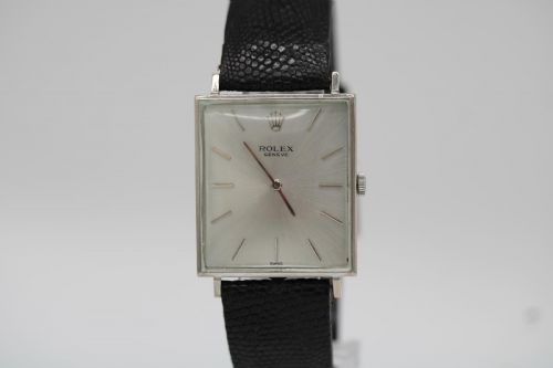 ROLEX CELLINI 3607 18CT WHITE GOLD 30 X 26MM ORIGINAL STRAP BUCKLE 1960S