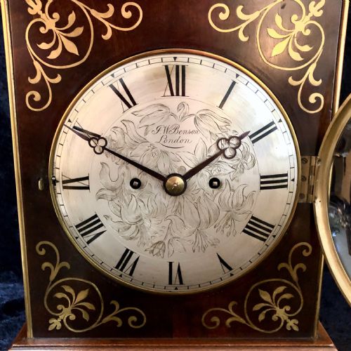 A FINE VICTORIAN MAHOGANY BRACKET CLOCK BY J W BENSON - ADDITIONAL PHOTO 1