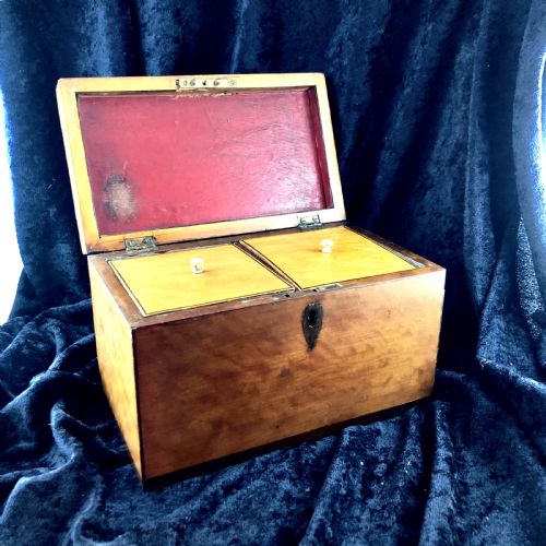 A GEORGE III SATINWOOD TEA CADDY - ADDITIONAL PHOTO 1