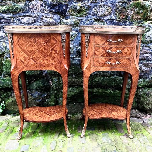 A PAIR OF FRENCH KINGWOOD BEDSIDE TABLE OR LAMP TABLES - ADDITIONAL PHOTO 1