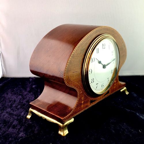 AN ART NOUVEAU MAHOGANY MANTEL CLOCK TIMEPIECE - ADDITIONAL PHOTO 3