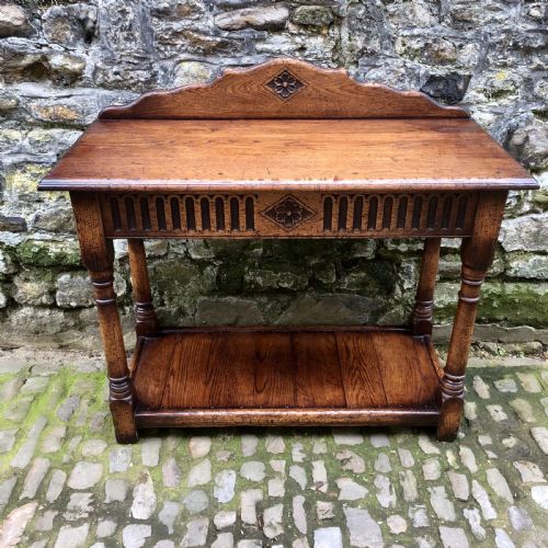AN EARLY 20TH CENTURY OAK HALL TABLE - ADDITIONAL PHOTO 2