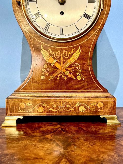 A LATE 19TH CENTURY MAHOGANY BALLOON BRACKET CLOCK TIMEPIECE - ADDITIONAL PHOTO 1