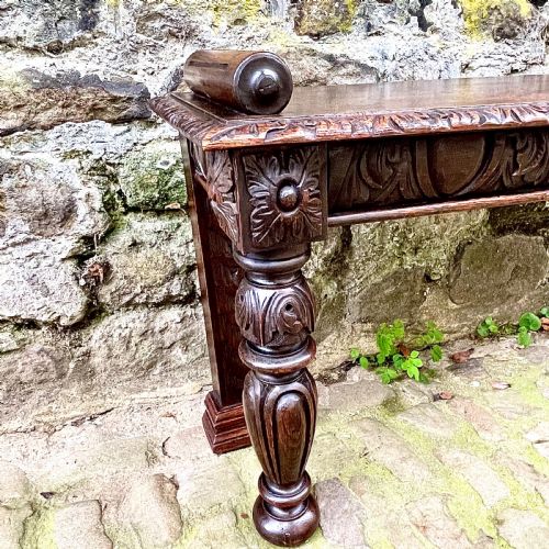 A MID VICTORIAN CARVED OAK WINDOW SEAT - ADDITIONAL PHOTO 2