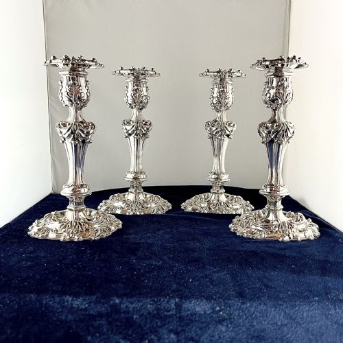 A SET OF FOUR OLD SHEFFIELD PLATE CANDLESTICKS - ADDITIONAL PHOTO 9