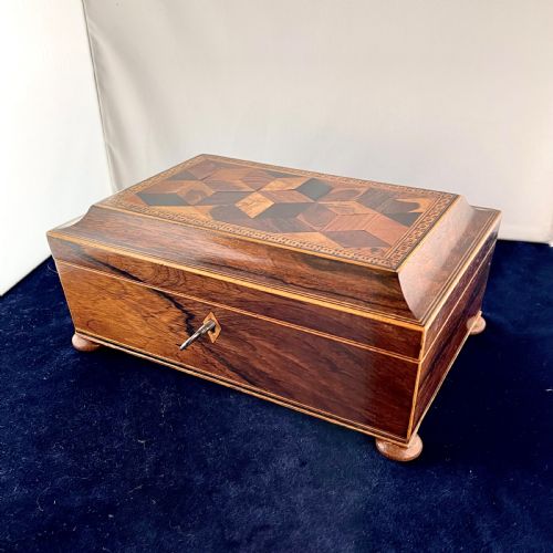 A REGENCY TUNBRIDGE WARE JEWELLERY BOX - ADDITIONAL PHOTO 2