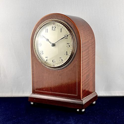 AN EDWARDIAN MAHOGANY MANTEL CLOCK TIMEPIECE - ADDITIONAL PHOTO 1