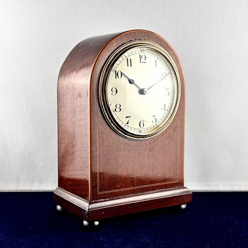 AN EDWARDIAN MAHOGANY MANTEL CLOCK TIMEPIECE - ADDITIONAL PHOTO 2