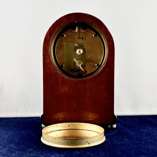 AN EDWARDIAN MAHOGANY MANTEL CLOCK TIMEPIECE - ADDITIONAL PHOTO 3