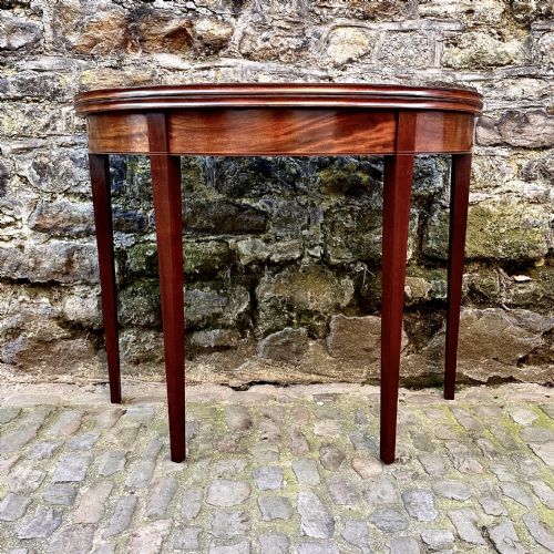 a george iii mahogany demilune tea table - CATEGORY: ANTIQUE TABLES - DATED GEORGIAN