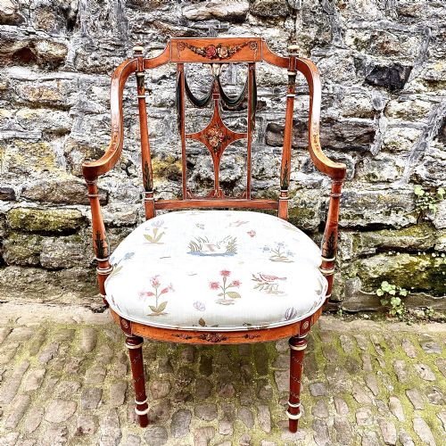 george iii painted satinwood elbow chair - CATEGORY: ANTIQUE CHAIRS - DATED GEORGIAN