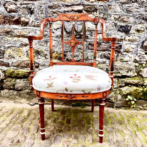 GEORGE III PAINTED SATINWOOD ELBOW CHAIR - ADDITIONAL PHOTO 1