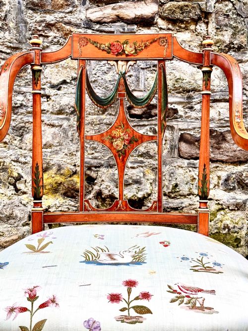 GEORGE III PAINTED SATINWOOD ELBOW CHAIR - ADDITIONAL PHOTO 2