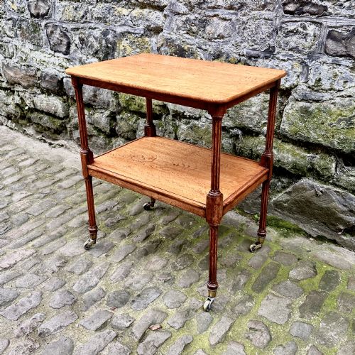 A VICTORIAN OAK TWO TIER SIDE TABLE - ADDITIONAL PHOTO 2