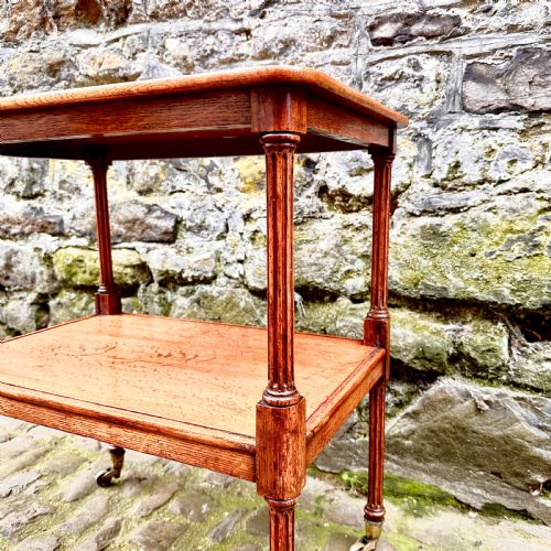 A VICTORIAN OAK TWO TIER SIDE TABLE - ADDITIONAL PHOTO 3