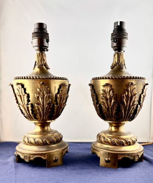 a pair of early 20th century french gilt bronze lamps - CATEGORY: ANTIQUE LIGHTING - DATED 1910