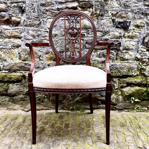 a late 19th century hepplewhite style elbow chair - CATEGORY: ANTIQUE CHAIRS - DATED 1880