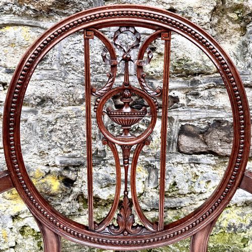 A LATE 19TH CENTURY HEPPLEWHITE STYLE ELBOW CHAIR - ADDITIONAL PHOTO 3