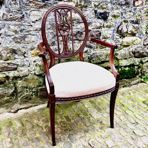 A LATE 19TH CENTURY HEPPLEWHITE STYLE ELBOW CHAIR - ADDITIONAL PHOTO 8