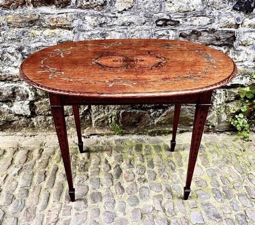 A SHERATON REVIVAL PAINTED TABLE - ADDITIONAL PHOTO 2