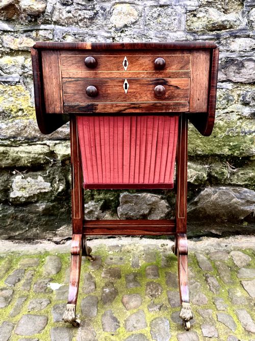 A FINE REGENCY ROSEWOOD WORK TABLE - ADDITIONAL PHOTO 2