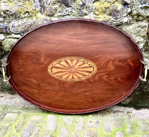 A GEORGE III MAHOGANY INLAID TRAY - ADDITIONAL PHOTO 1