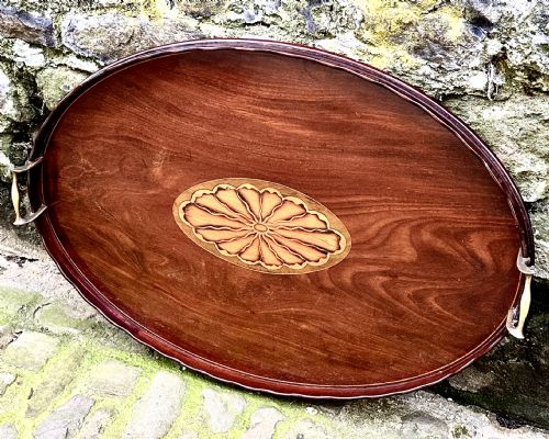 A GEORGE III MAHOGANY INLAID TRAY - ADDITIONAL PHOTO 2