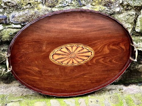 A GEORGE III MAHOGANY INLAID TRAY - ADDITIONAL PHOTO 4